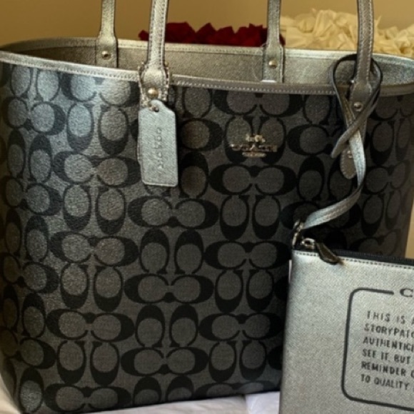 ‼️SOLD‼️RARE COACH REVERSIBLE BLK/SILVER SET BNWT - Picture 11 of 16
